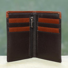Load image into Gallery viewer, Handsome Leather Wallet for Men in Espresso Brown and Sienna - Espresso Sienna Harmony | NOVICA