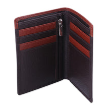 Load image into Gallery viewer, Handsome Leather Wallet for Men in Espresso Brown and Sienna - Espresso Sienna Harmony | NOVICA