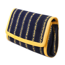 Load image into Gallery viewer, Batik Striped Cotton Clutch in Maize and Black from India - Maize Dreams | NOVICA