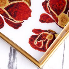 Load image into Gallery viewer, Reverse Painted Glass Tray with Poppy Motifs from Peru - Gleaming Poppies in White | NOVICA