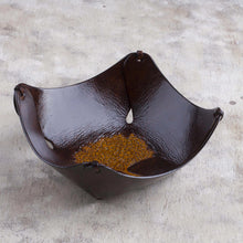 Load image into Gallery viewer, Peruvian Handcrafted Leather Art Tree Theme Catchall - Tree of Golden Boughs | NOVICA