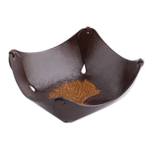 Load image into Gallery viewer, Peruvian Handcrafted Leather Art Tree Theme Catchall - Tree of Golden Boughs | NOVICA