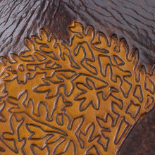 Load image into Gallery viewer, Peruvian Handcrafted Leather Art Tree Theme Catchall - Tree of Golden Boughs | NOVICA
