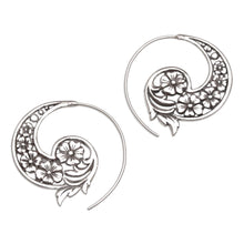 Load image into Gallery viewer, Handmade Sterling Silver Half Hoop Earrings from Indonesia - Dazzling Flourish | NOVICA