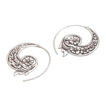 Load image into Gallery viewer, Handmade Sterling Silver Half Hoop Earrings from Indonesia - Dazzling Flourish | NOVICA
