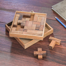 Load image into Gallery viewer, Handcrafted Square Wood Geometric Puzzle from Thailand - Geometry Game | NOVICA