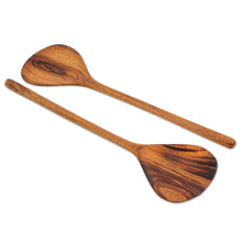 Load image into Gallery viewer, Pair of Handcrafted Guatemalan Jobillo Wood Salad Utensils - Peten Kitchen | NOVICA