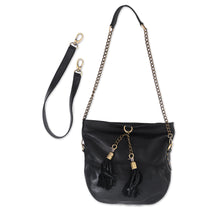 Load image into Gallery viewer, Charcoal Grey Leather Shoulder Bag from Indonesia - Stylish Lady | NOVICA