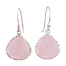 Load image into Gallery viewer, Rose Quartz and Sterling Silver Dangle Earrings from India - Dancing Soul | NOVICA