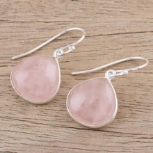 Load image into Gallery viewer, Rose Quartz and Sterling Silver Dangle Earrings from India - Dancing Soul | NOVICA
