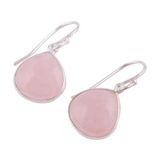 Load image into Gallery viewer, Rose Quartz and Sterling Silver Dangle Earrings from India - Dancing Soul | NOVICA