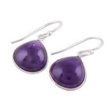 Load image into Gallery viewer, Amethyst and Sterling Silver Dangle Earrings from India - Dancing Soul | NOVICA