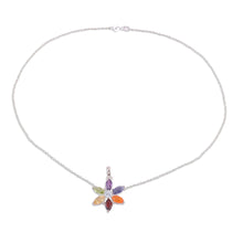 Load image into Gallery viewer, Multi-Gemstone Floral Pendant Necklace from India - Floral Chakra | NOVICA