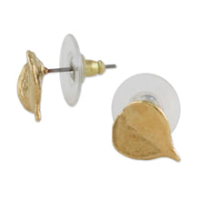 Load image into Gallery viewer, Gold Plated Natural Million Hearts Leaf Stud Earrings - Heartfelt Nature | NOVICA