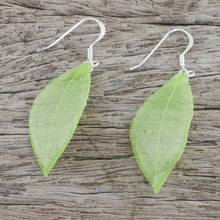Load image into Gallery viewer, Natural Leaf Dangle Earrings in Sap Green from Thailand - Stunning Nature in Sap Green | NOVICA