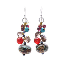 Load image into Gallery viewer, Jasper Multi-Gemstone Dangle Earrings from Thailand - Exotic Cluster | NOVICA
