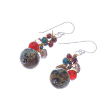 Load image into Gallery viewer, Jasper Multi-Gemstone Dangle Earrings from Thailand - Exotic Cluster | NOVICA