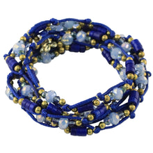 Load image into Gallery viewer, Blue Calcite and Glass Beaded Wrap Bracelet from Thailand - Holiday Party | NOVICA