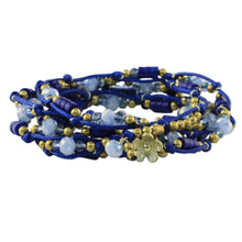 Load image into Gallery viewer, Blue Calcite and Glass Beaded Wrap Bracelet from Thailand - Holiday Party | NOVICA