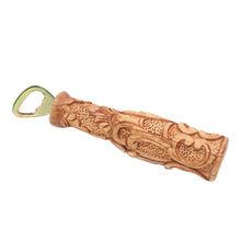 Load image into Gallery viewer, Handcrafted Suar Wood Floral Bottle Opener from Bali - Floral Refreshment | NOVICA