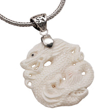 Load image into Gallery viewer, Sterling Silver and Bone Dragon Pendant Necklace from Bali - Sky Guardian | NOVICA