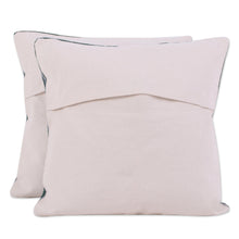 Load image into Gallery viewer, Pair of Embroidered Green and White Elephant Cushion Covers - Floral Elephants | NOVICA
