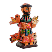 Load image into Gallery viewer, Wood Statuette of St Francis of Assisi with Animals - Saint Francis | NOVICA