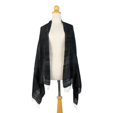 Load image into Gallery viewer, Handcrafted Fringed Silk Shawl in Black from Thailand - Midnight Breeze | NOVICA
