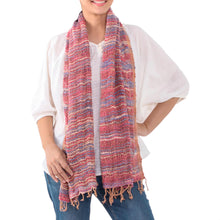 Load image into Gallery viewer, Handwoven Cotton Scarf with Candy Colors from Thailand - Charming Candy | NOVICA