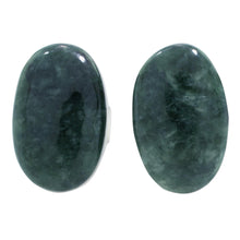 Load image into Gallery viewer, Dark Green Jade Oval Button Earrings from Guatemala - Oval Simplicity in Dark Green | NOVICA