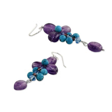 Load image into Gallery viewer, Amethyst and Calcite Dangle Earrings from Thailand - Succulent Vines | NOVICA
