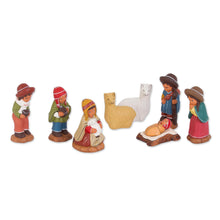 Load image into Gallery viewer, Ceramic Andean Nativity Scene with Llamas from Peru (8 Pcs) - Andean Birth | NOVICA