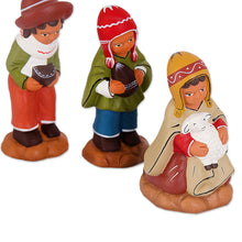 Load image into Gallery viewer, Ceramic Andean Nativity Scene with Llamas from Peru (8 Pcs) - Andean Birth | NOVICA