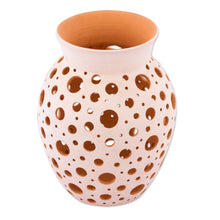 Load image into Gallery viewer, Handcrafted Hole Motif Ceramic Decorative Vase from Mexico - Transparency | NOVICA