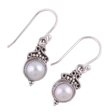 Load image into Gallery viewer, Cultured Pearl Sterling Silver Dangle Earrings from India - Glossy Charm | NOVICA