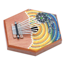 Load image into Gallery viewer, Handcrafted Floral Teak Wood Kalimba Thumb Piano from Bali - Hibiscus Melody | NOVICA