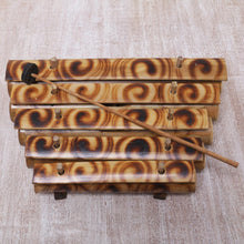 Load image into Gallery viewer, Swirl Motif Bamboo Xylophone with Mallet from Bali - Swirling Melody | NOVICA