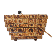 Load image into Gallery viewer, Swirl Motif Bamboo Xylophone with Mallet from Bali - Swirling Melody | NOVICA