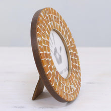 Load image into Gallery viewer, 4 Inch Circular Orange Glass Mosaic Photo Frame from India - Bubbling Memories | NOVICA