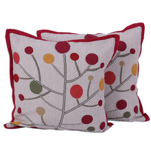 Load image into Gallery viewer, All Cotton Cushion Covers with Stylized Tree Motifs (Pair) - Lollipop Tree | NOVICA