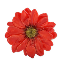 Load image into Gallery viewer, Natural Aster Flower Brooch in Cardinal Red from Thailand - Let It Bloom in Cardinal Red | NOVICA