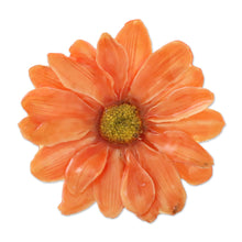 Load image into Gallery viewer, Natural Aster Flower Brooch in Tangerine from Thailand - Let It Bloom in Tangerine | NOVICA