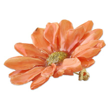 Load image into Gallery viewer, Natural Aster Flower Brooch in Tangerine from Thailand - Let It Bloom in Tangerine | NOVICA