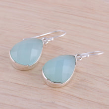 Load image into Gallery viewer, Aqua Chalcedony and Sterling Silver Dangle Earrings - Aqua Drops | NOVICA