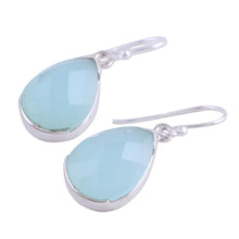 Load image into Gallery viewer, Aqua Chalcedony and Sterling Silver Dangle Earrings - Aqua Drops | NOVICA