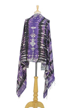 Load image into Gallery viewer, Handwoven Black and Purple Tie-Dye Silk Shawl from Thailand - Purple Monarch | NOVICA