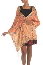 Load image into Gallery viewer, Batik Silk Shawl with Kawung Motifs in Sunrise from Bali - Kawung Plains in Sunrise | NOVICA