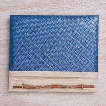 Load image into Gallery viewer, Artisan Hand-woven Pandan Leaf Journal in Blue from Bali - Happy Weaver in Blue | NOVICA