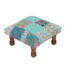 Load image into Gallery viewer, Fair Trade Embellished Ottoman Foot Stool from India - Rajasthani Patchwork | NOVICA