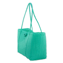 Load image into Gallery viewer, Handwoven Cerulean Tote Handbag from Guatemala - Bright Morning | NOVICA